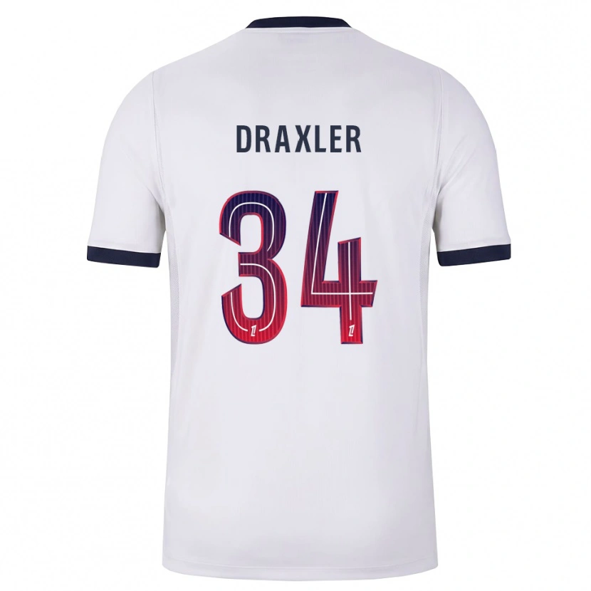 Danxen Kinder Julian Draxler #34 Weiß Schwarz Rot Auswärtstrikot Trikot 2026/27 T-Shirt