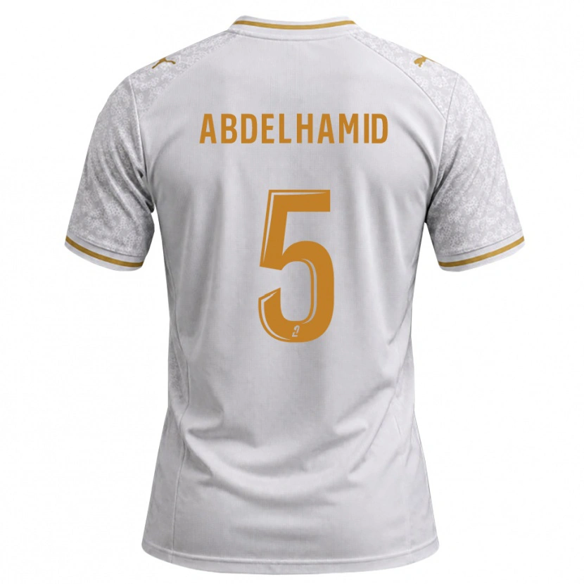 Danxen Kinder Yunis Abdelhamid #5 Weiß Grau Goldrute Auswärtstrikot Trikot 2026/27 T-Shirt