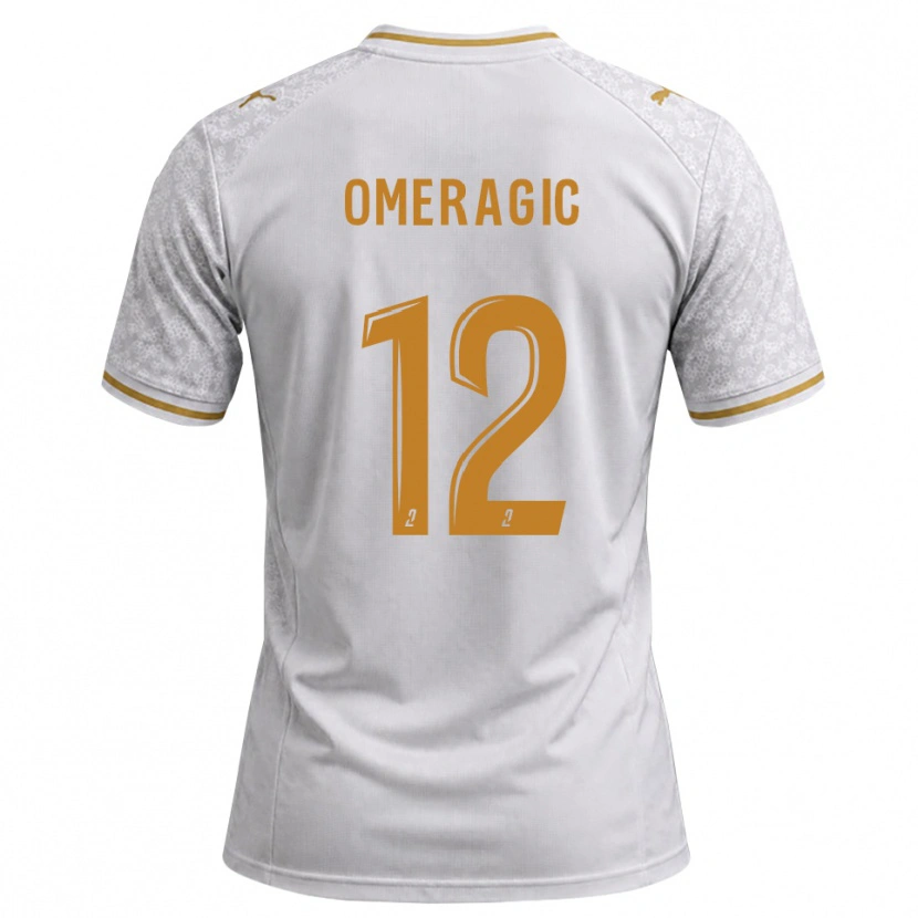 Danxen Kinder Edin Omeragic #12 Weiß Grau Goldrute Auswärtstrikot Trikot 2026/27 T-Shirt