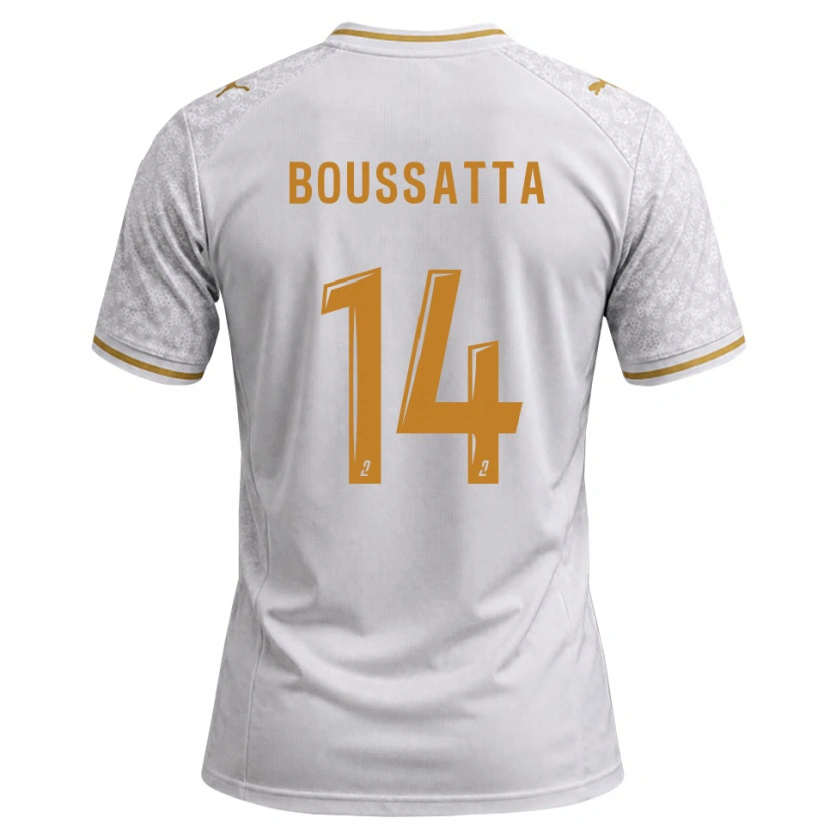 Danxen Kinder Naïl Boussatta #14 Weiß Grau Goldrute Auswärtstrikot Trikot 2026/27 T-Shirt