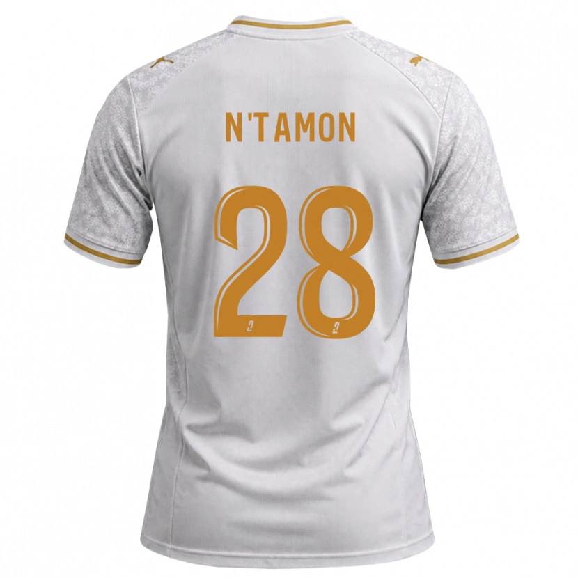 Danxen Kinder Elie N'tamon #28 Weiß Grau Goldrute Auswärtstrikot Trikot 2026/27 T-Shirt