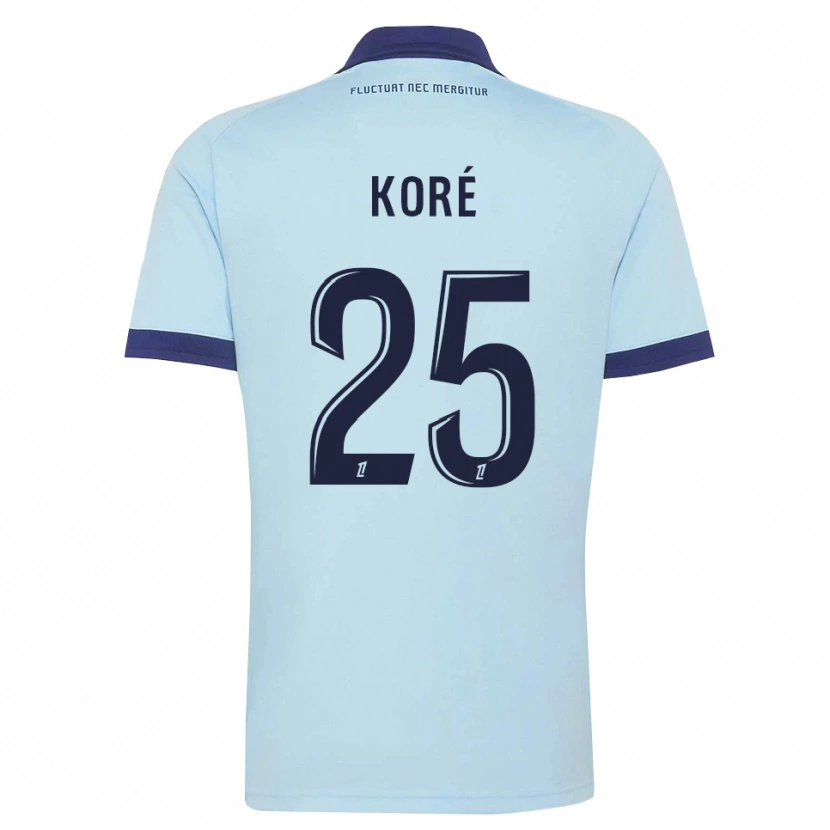 Danxen Kinder Yoan Koré #25 Kornblumenblau Schwarz Auswärtstrikot Trikot 2026/27 T-Shirt