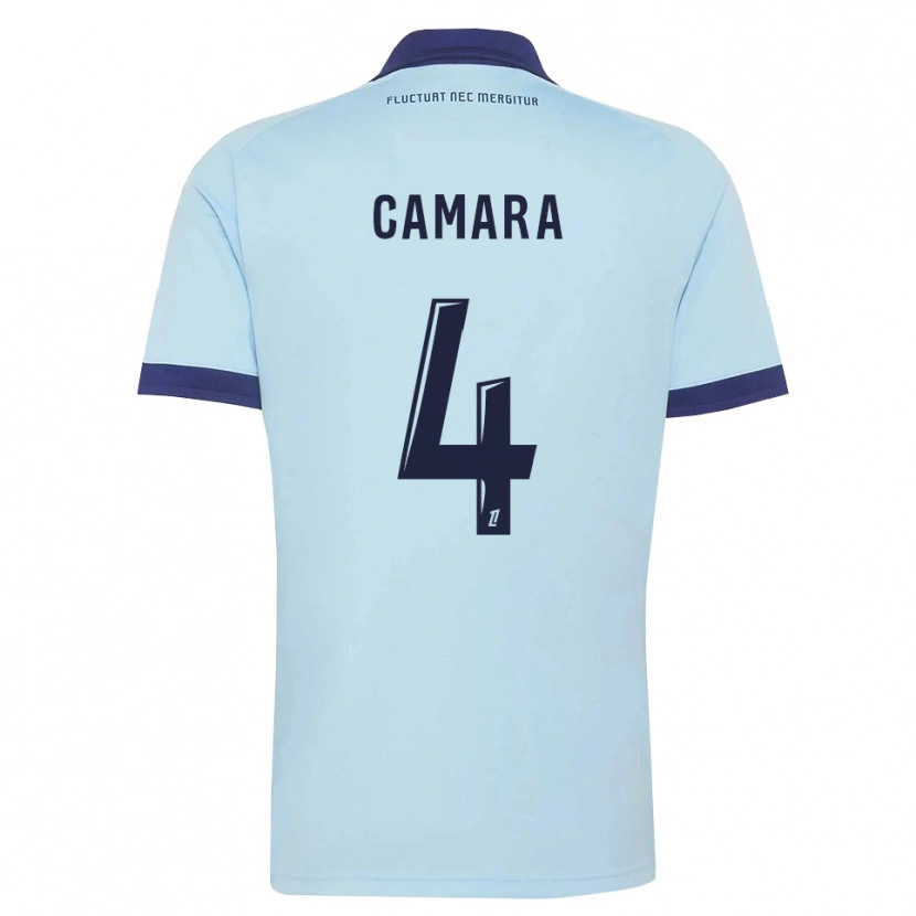 Danxen Kinder Alseny Camara #4 Kornblumenblau Schwarz Auswärtstrikot Trikot 2026/27 T-Shirt