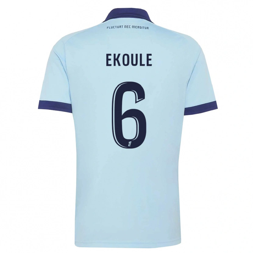 Danxen Kinder Lionel Ekoule #6 Kornblumenblau Schwarz Auswärtstrikot Trikot 2026/27 T-Shirt