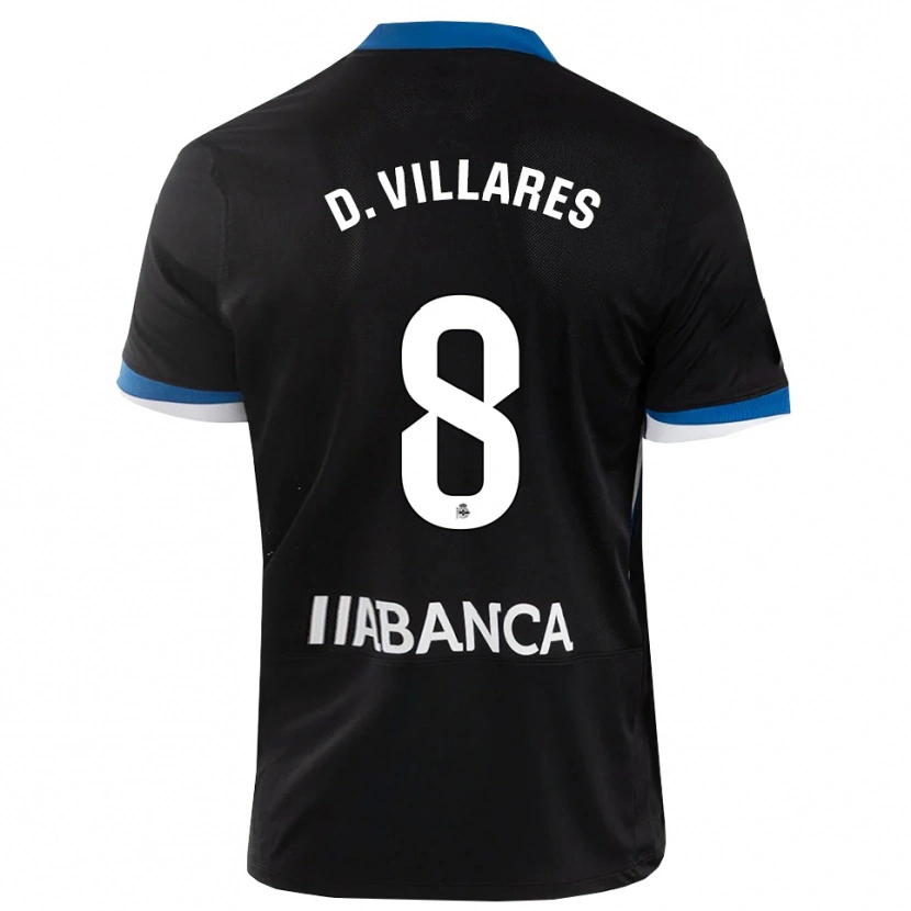 Danxen Kinder Diego Villares #8 Schwarz Blau Weiß Auswärtstrikot Trikot 2026/27 T-Shirt
