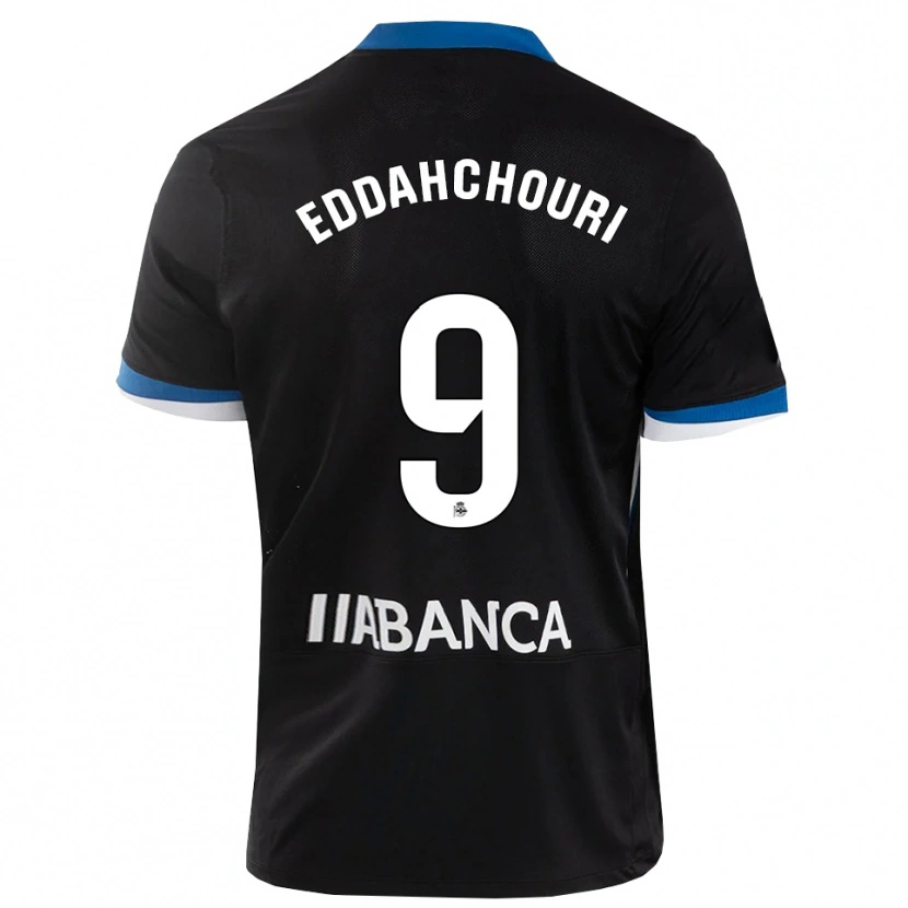 Danxen Kinder Zakaria Eddahchouri #9 Schwarz Blau Weiß Auswärtstrikot Trikot 2026/27 T-Shirt