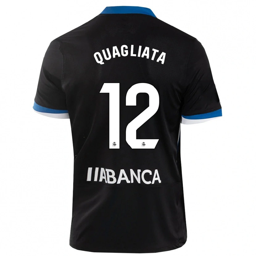 Danxen Kinder Giacomo Quagliata #12 Schwarz Blau Weiß Auswärtstrikot Trikot 2026/27 T-Shirt