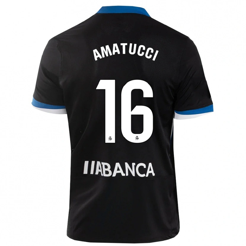 Danxen Kinder Lorenzo Amatucci #16 Schwarz Blau Weiß Auswärtstrikot Trikot 2026/27 T-Shirt