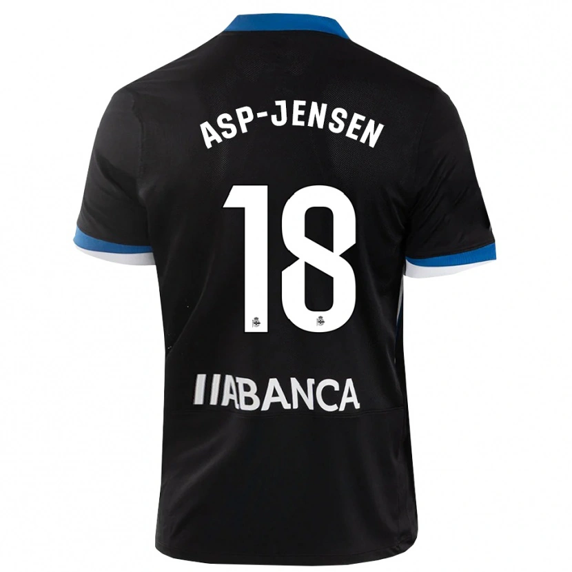 Danxen Kinder Jonathan Asp Jensen #18 Schwarz Blau Weiß Auswärtstrikot Trikot 2026/27 T-Shirt