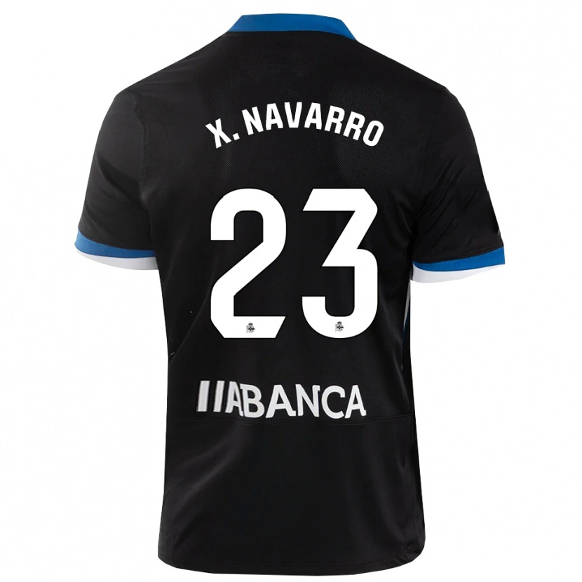 Danxen Kinder Ximo Navarro #23 Schwarz Blau Weiß Auswärtstrikot Trikot 2026/27 T-Shirt