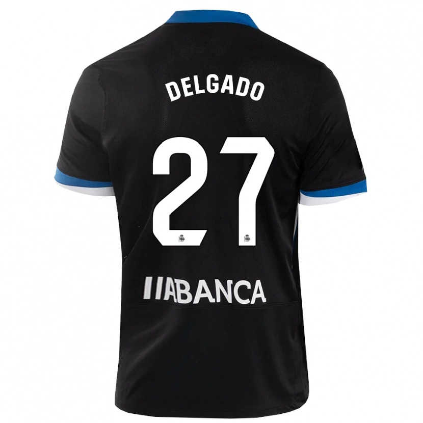 Danxen Kinder Álex Delgado #27 Schwarz Blau Weiß Auswärtstrikot Trikot 2026/27 T-Shirt