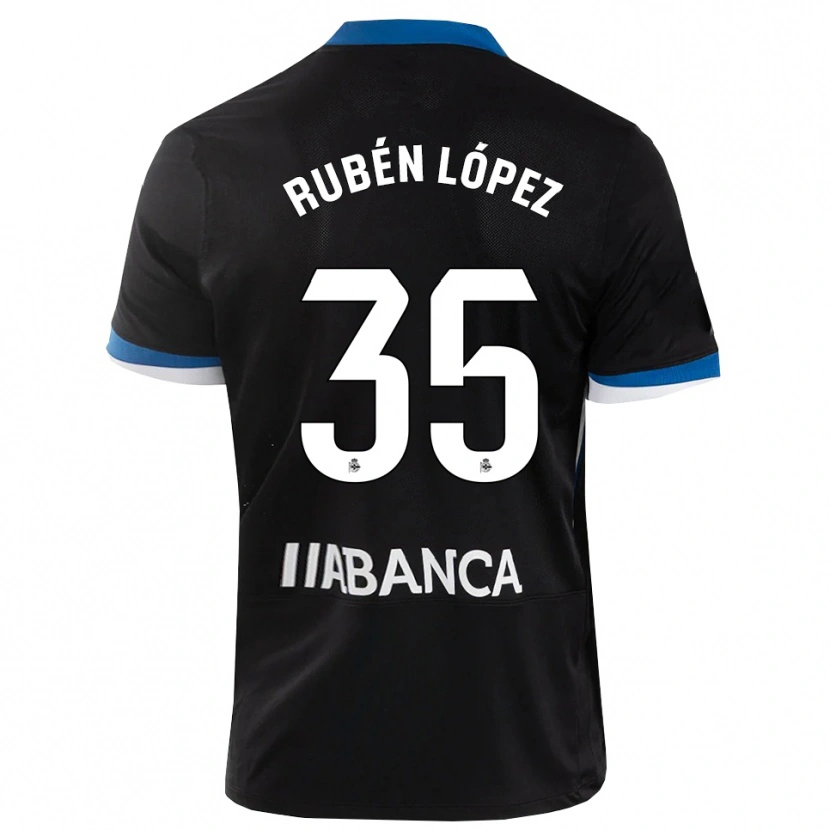 Danxen Kinder Rubén López #35 Schwarz Blau Weiß Auswärtstrikot Trikot 2026/27 T-Shirt