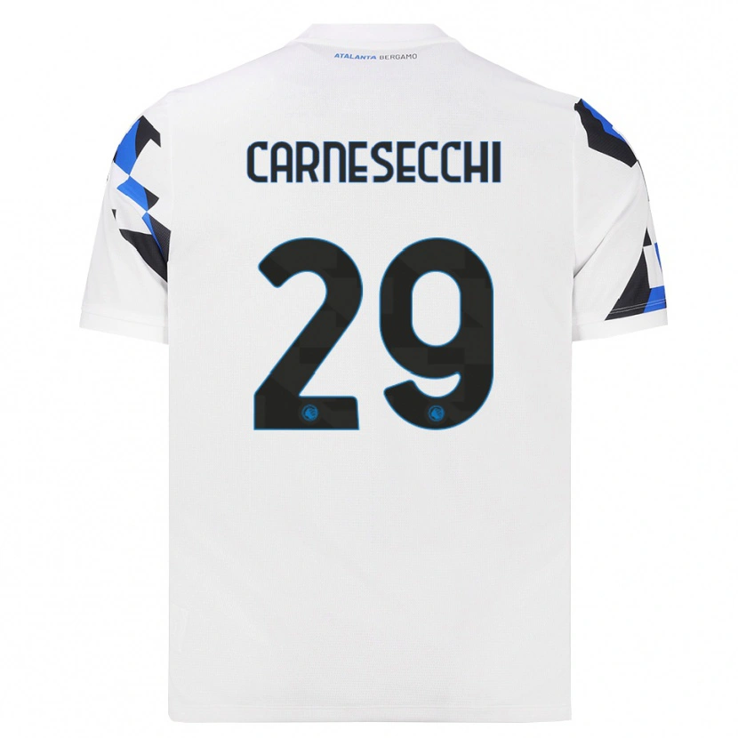 Danxen Kinder Marco Carnesecchi #29 Weiß Rot Blau Auswärtstrikot Trikot 2026/27 T-Shirt