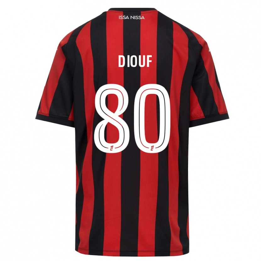 Danxen Herren Yehvann Diouf #80 Rot Schwarz Weiß Heimtrikot Trikot 2026/27 T-Shirt