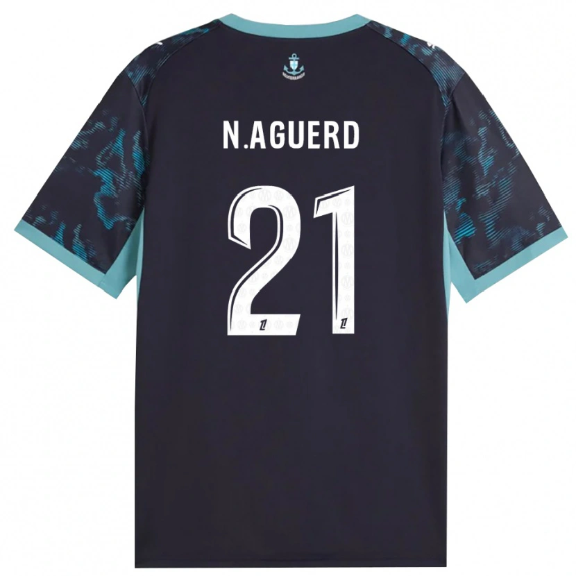 Danxen Herren Nayef Aguerd #21 Blass Türkis Weiß Schwarz Auswärtstrikot Trikot 2026/27 T-Shirt