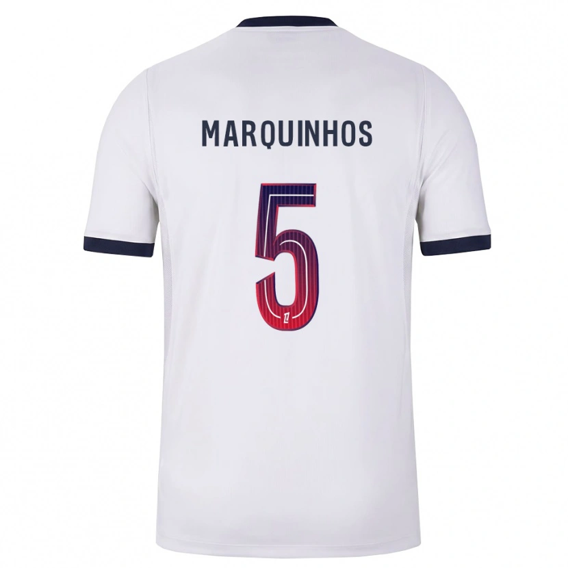 Danxen Herren Marquinhos #5 Weiß Schwarz Rot Auswärtstrikot Trikot 2026/27 T-Shirt