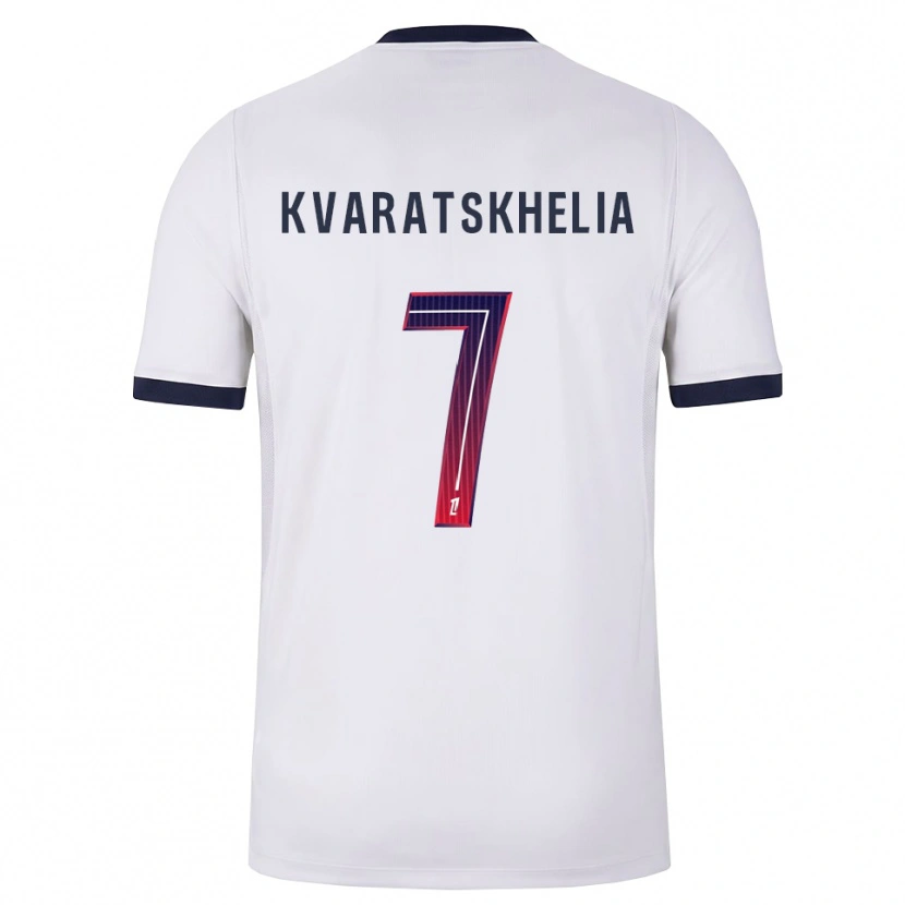 Danxen Herren Khvicha Kvaratskhelia #7 Weiß Schwarz Rot Auswärtstrikot Trikot 2026/27 T-Shirt
