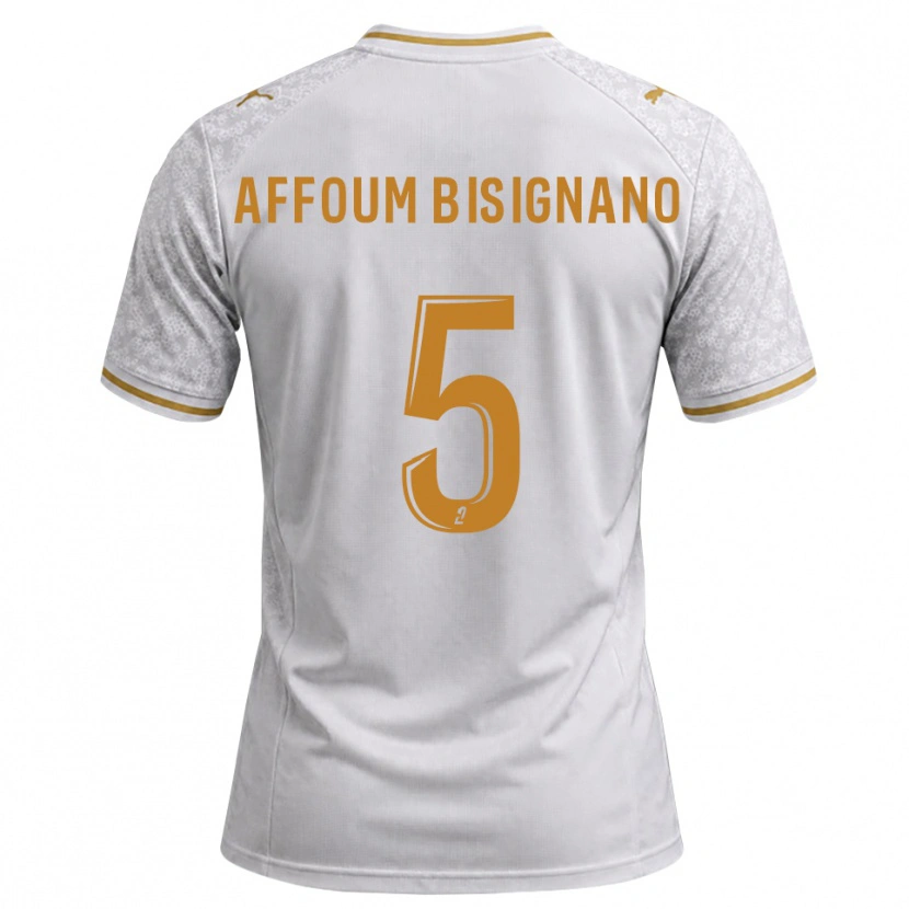 Danxen Herren Layan Affoum Bisignano #5 Weiß Grau Goldrute Auswärtstrikot Trikot 2026/27 T-Shirt