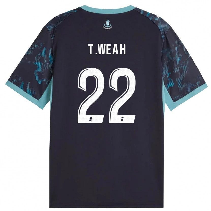 Danxen Damen Timothy Weah #22 Blass Türkis Weiß Schwarz Auswärtstrikot Trikot 2026/27 T-Shirt
