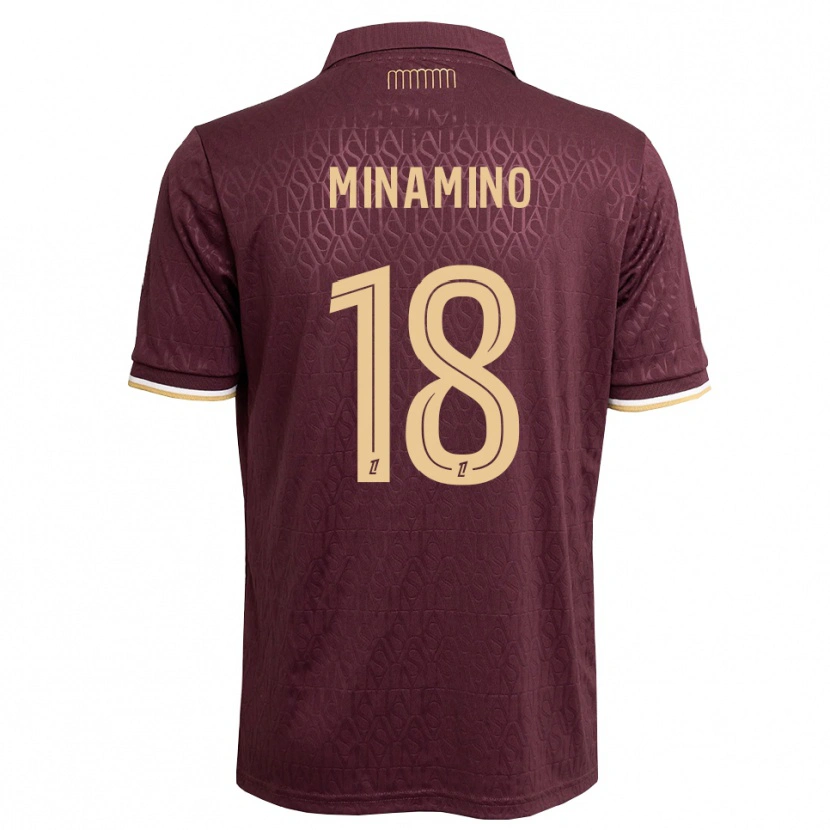 Danxen Damen Takumi Minamino #18 Weinrot Sandbraun Auswärtstrikot Trikot 2026/27 T-Shirt
