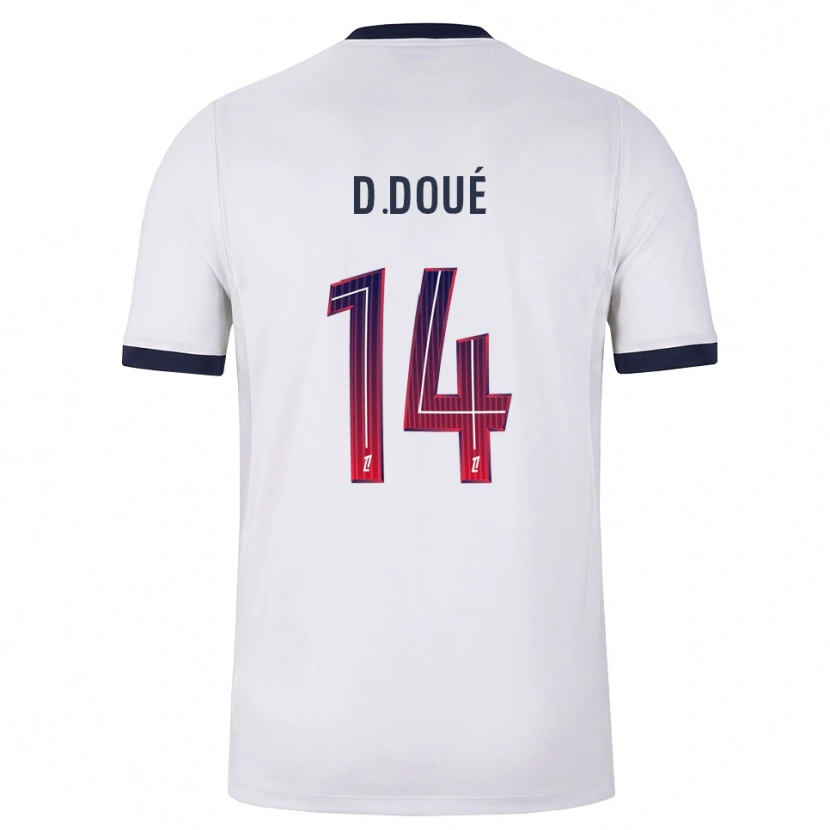 Danxen Damen Désiré Doué #14 Weiß Schwarz Rot Auswärtstrikot Trikot 2026/27 T-Shirt