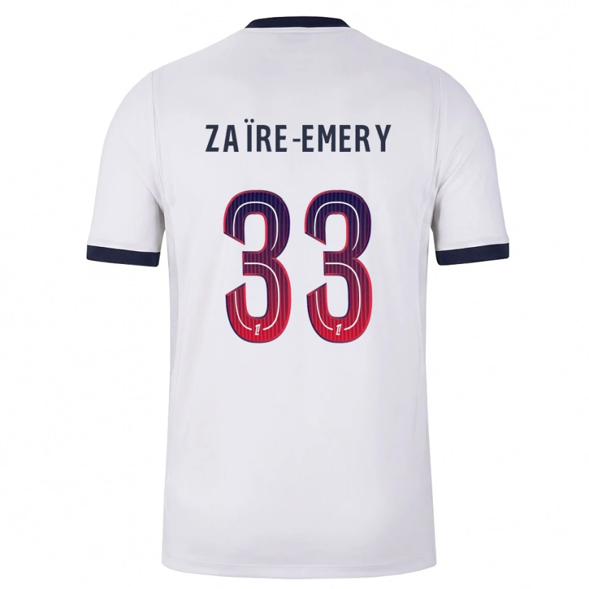 Danxen Damen Warren Zaïre-Emery #33 Weiß Schwarz Rot Auswärtstrikot Trikot 2026/27 T-Shirt