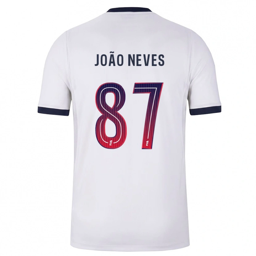 Danxen Damen João Neves #87 Weiß Schwarz Rot Auswärtstrikot Trikot 2026/27 T-Shirt