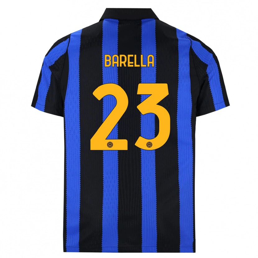 Danxen Kinder Nicolò Barella #23 Schwarz Blau Gelb Heimtrikot Trikot 2026/27 T-Shirt