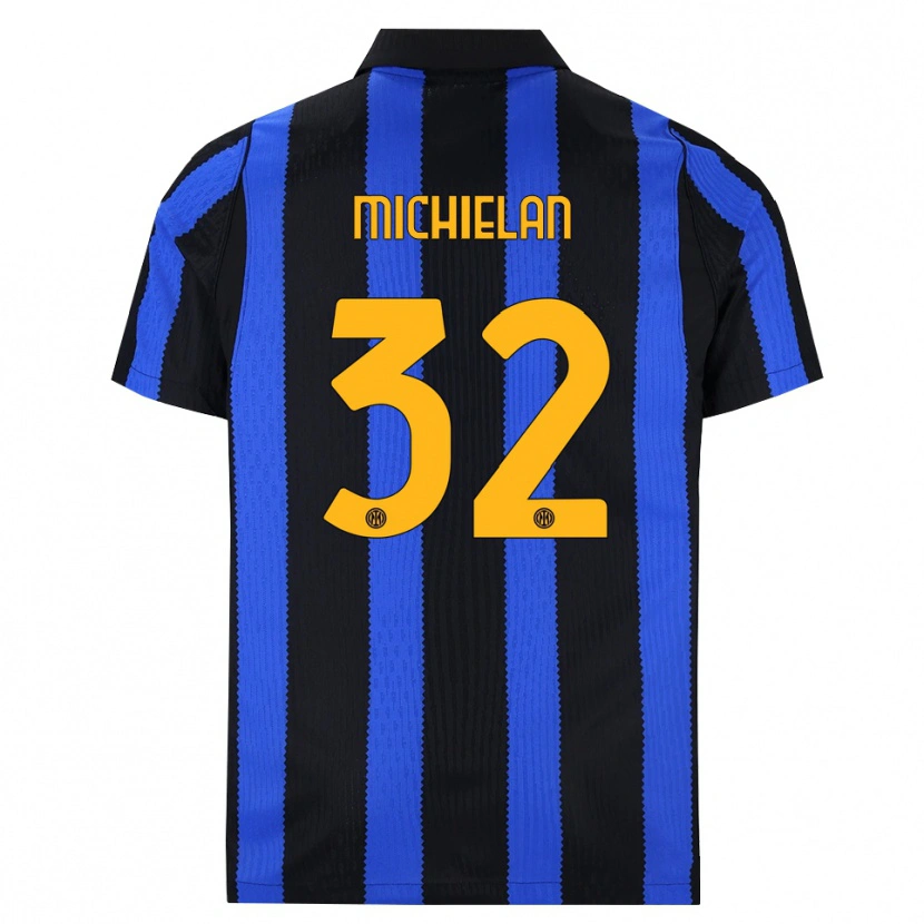 Danxen Kinder Mattia Michielan #32 Schwarz Blau Gelb Heimtrikot Trikot 2026/27 T-Shirt