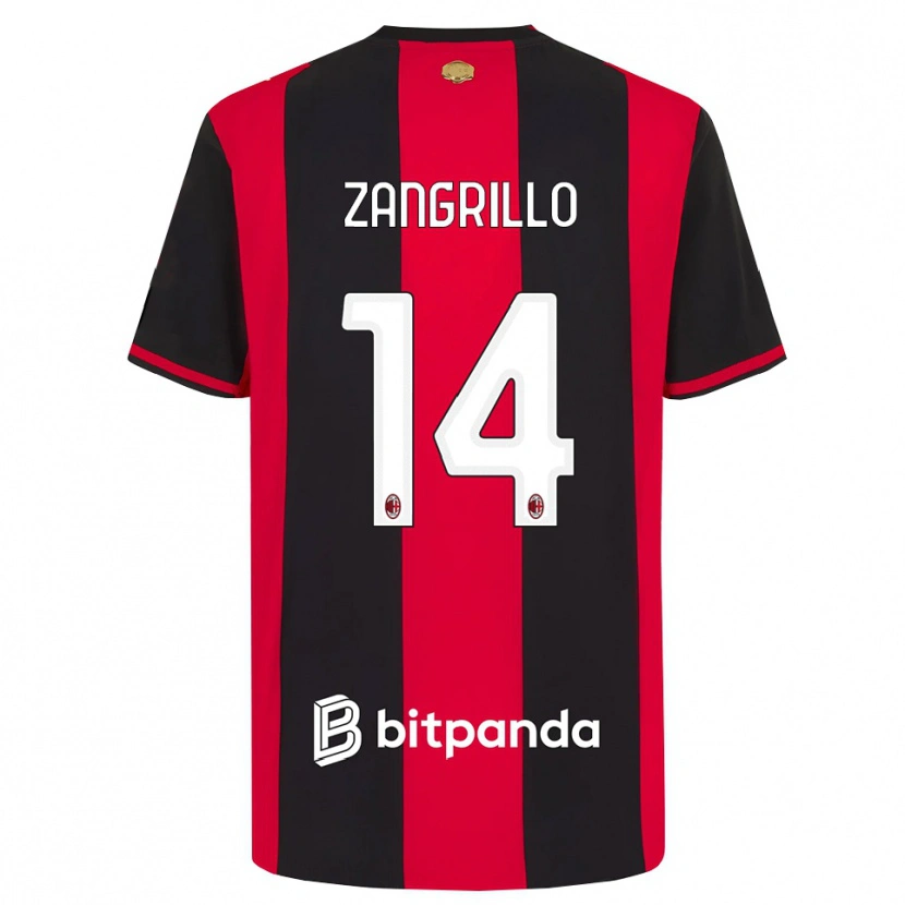 Danxen Kinder Giacomo Zangrillo #14 Rot Schwarz Weiß Heimtrikot Trikot 2026/27 T-Shirt