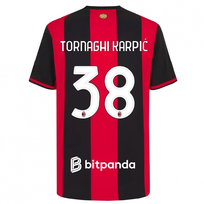 Danxen Kinder Lavinia Tornaghi Karpić #38 Rot Schwarz Weiß Heimtrikot Trikot 2026/27 T-Shirt