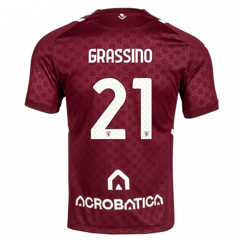 Danxen Kinder Giulia Grassino #21 Burgund Weiß Heimtrikot Trikot 2026/27 T-Shirt