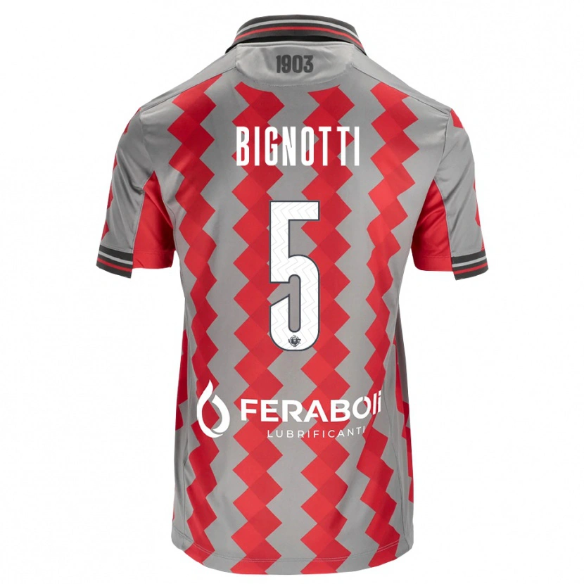 Danxen Kinder Francesco Bignotti #5 Grau Rot Weiß Heimtrikot Trikot 2026/27 T-Shirt