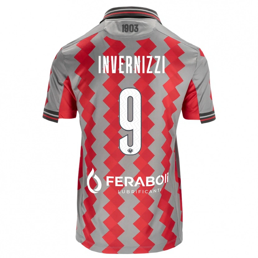 Danxen Kinder Leonardo Invernizzi #9 Grau Rot Weiß Heimtrikot Trikot 2026/27 T-Shirt