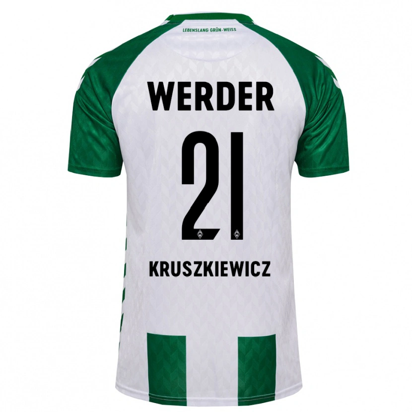 Danxen Kinder Jakub Kruszkiewicz #21 Grün Weiß Heimtrikot Trikot 2026/27 T-Shirt