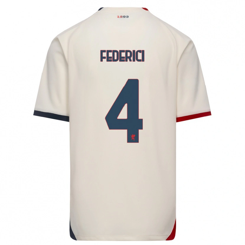 Danxen Kinder Matteo Federici #4 Creme Rot Auswärtstrikot Trikot 2026/27 T-Shirt