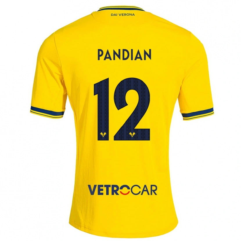Danxen Kinder Alessandro Pandian #12 Gelb Rot Auswärtstrikot Trikot 2026/27 T-Shirt