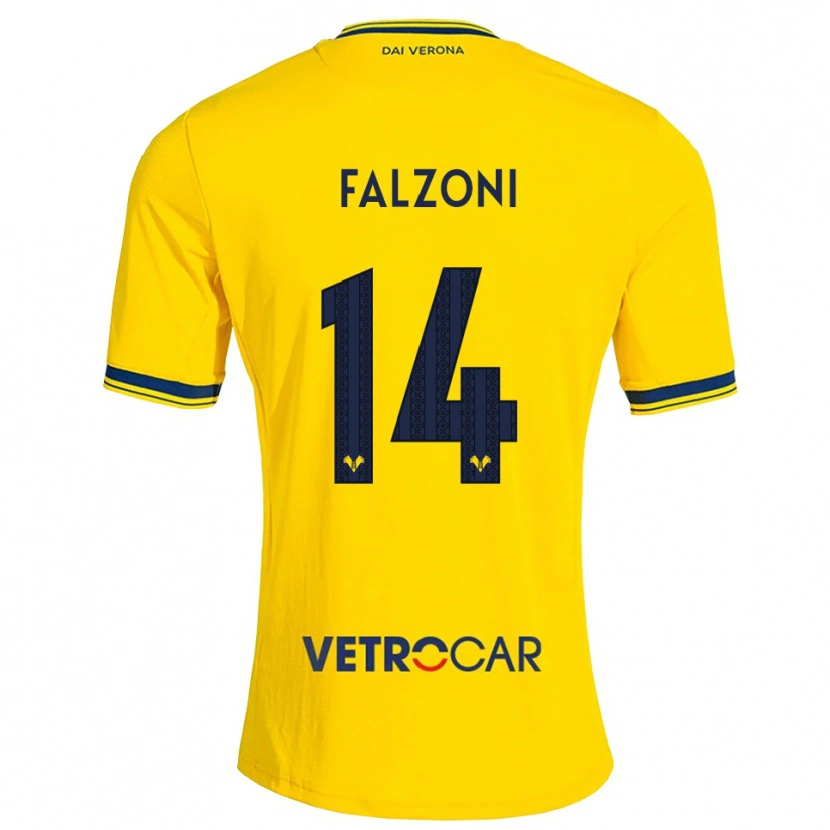 Danxen Kinder Leonardo Falzoni #14 Gelb Rot Auswärtstrikot Trikot 2026/27 T-Shirt