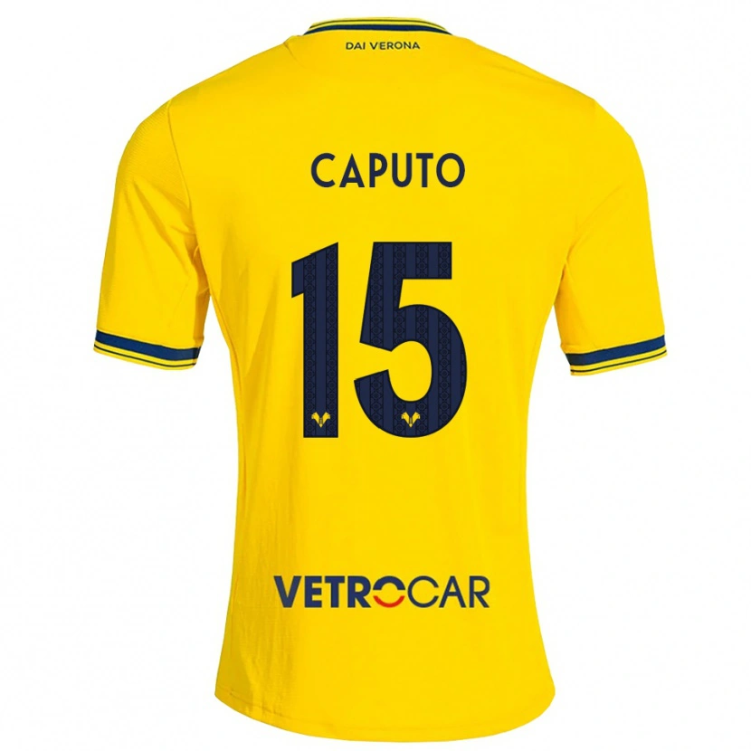 Danxen Kinder Francesco Caputo #15 Gelb Rot Auswärtstrikot Trikot 2026/27 T-Shirt