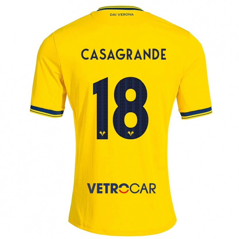 Danxen Kinder Davide Casagrande #18 Gelb Rot Auswärtstrikot Trikot 2026/27 T-Shirt