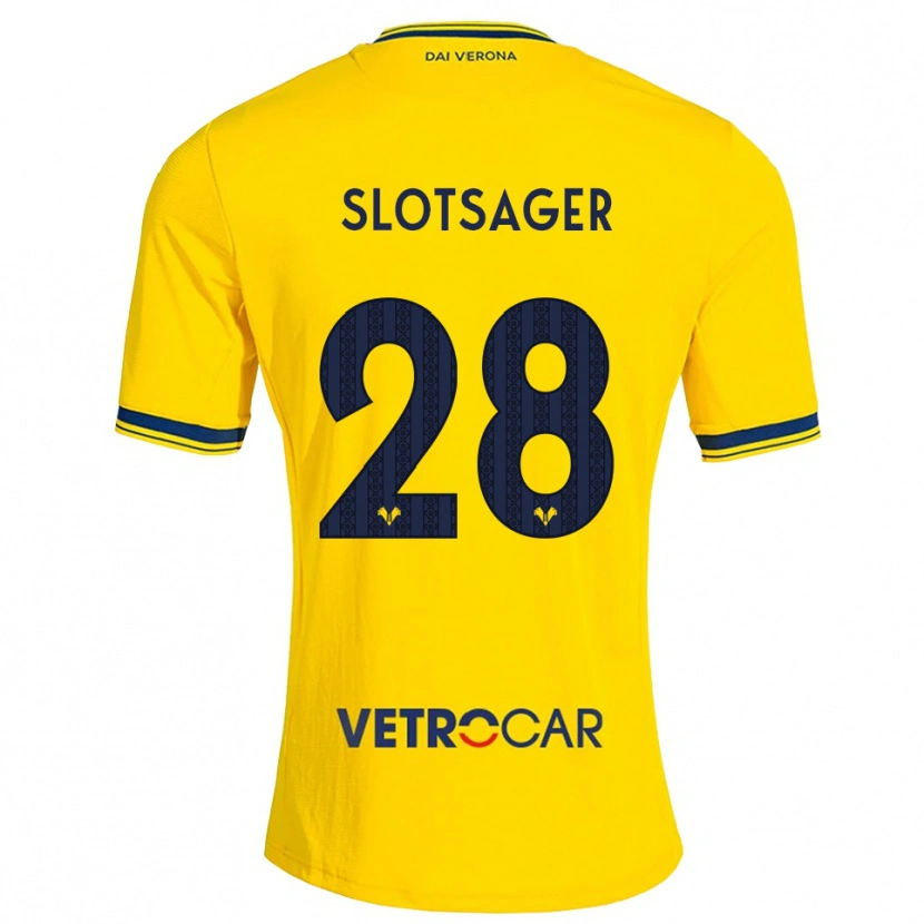 Danxen Kinder Tobias Slotsager #28 Gelb Rot Auswärtstrikot Trikot 2026/27 T-Shirt