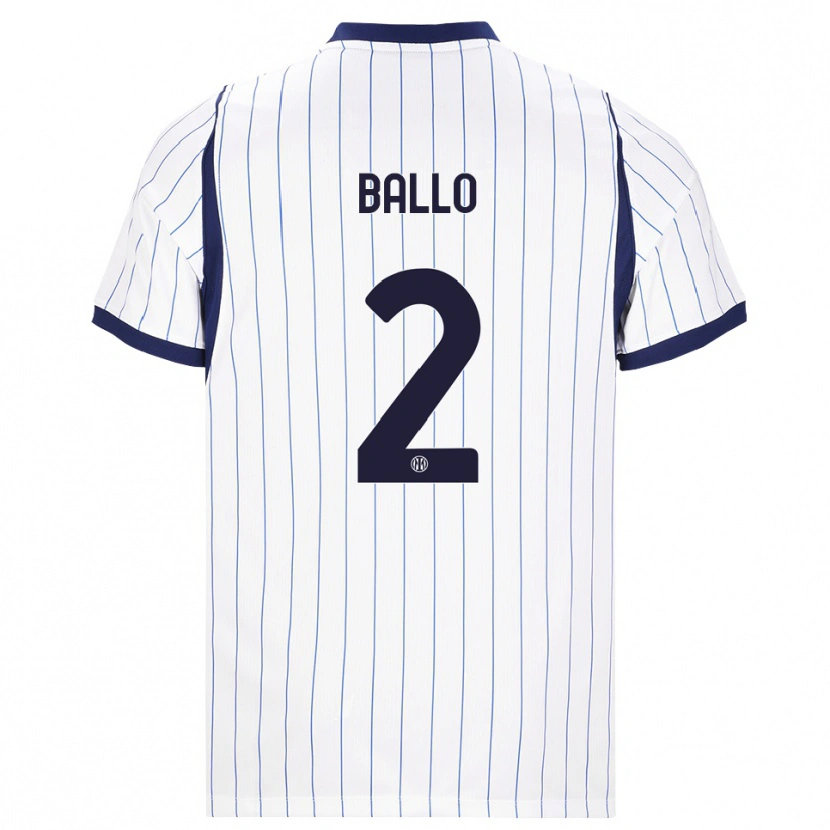 Danxen Kinder Lamine Ballo #2 Weiß Dunkelblau Auswärtstrikot Trikot 2026/27 T-Shirt