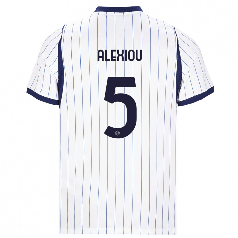 Danxen Kinder Christos Alexiou #5 Weiß Dunkelblau Auswärtstrikot Trikot 2026/27 T-Shirt