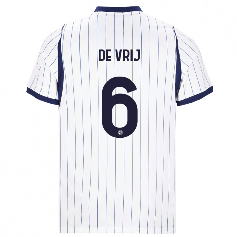 Danxen Kinder Stefan De Vrij #6 Weiß Dunkelblau Auswärtstrikot Trikot 2026/27 T-Shirt