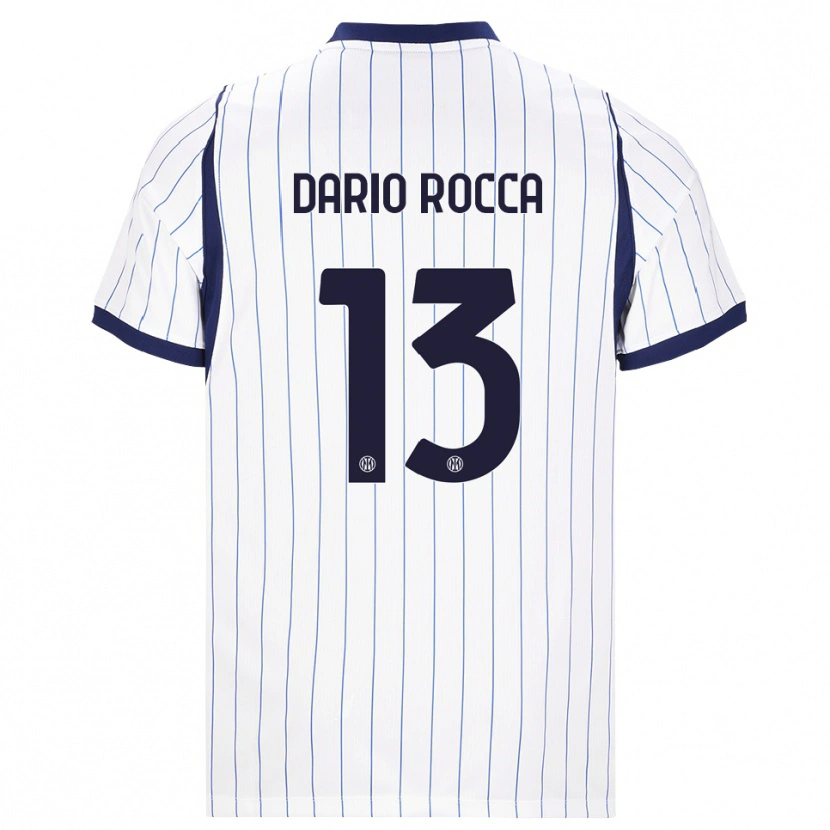 Danxen Kinder Edoardo Dario Rocca #13 Weiß Dunkelblau Auswärtstrikot Trikot 2026/27 T-Shirt