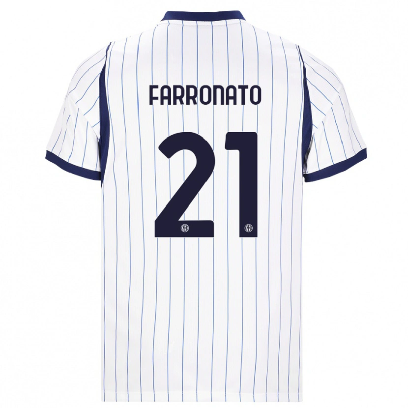 Danxen Kinder Matteo Farronato #21 Weiß Dunkelblau Auswärtstrikot Trikot 2026/27 T-Shirt