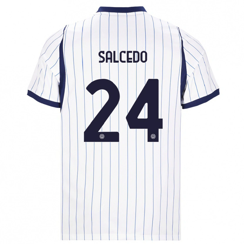 Danxen Kinder Eddie Salcedo #24 Weiß Dunkelblau Auswärtstrikot Trikot 2026/27 T-Shirt