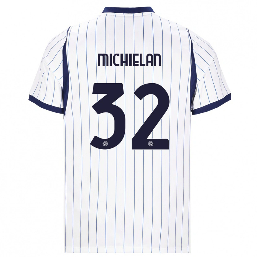 Danxen Kinder Mattia Michielan #32 Weiß Dunkelblau Auswärtstrikot Trikot 2026/27 T-Shirt