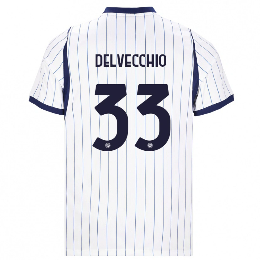 Danxen Kinder Gabriele Delvecchio #33 Weiß Dunkelblau Auswärtstrikot Trikot 2026/27 T-Shirt