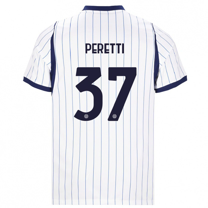 Danxen Kinder Lorenzo Peretti #37 Weiß Dunkelblau Auswärtstrikot Trikot 2026/27 T-Shirt